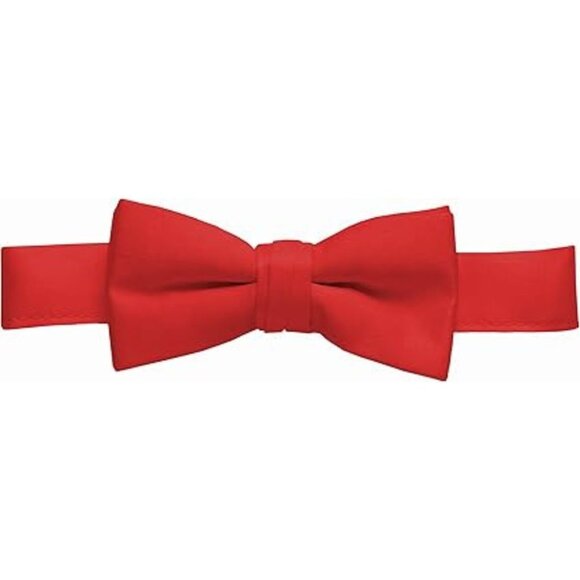 HOLD'EM Bow Tie Boys and Baby Satin Solid Color Adjustable Pre-tied - Red - Picture 1 of 7